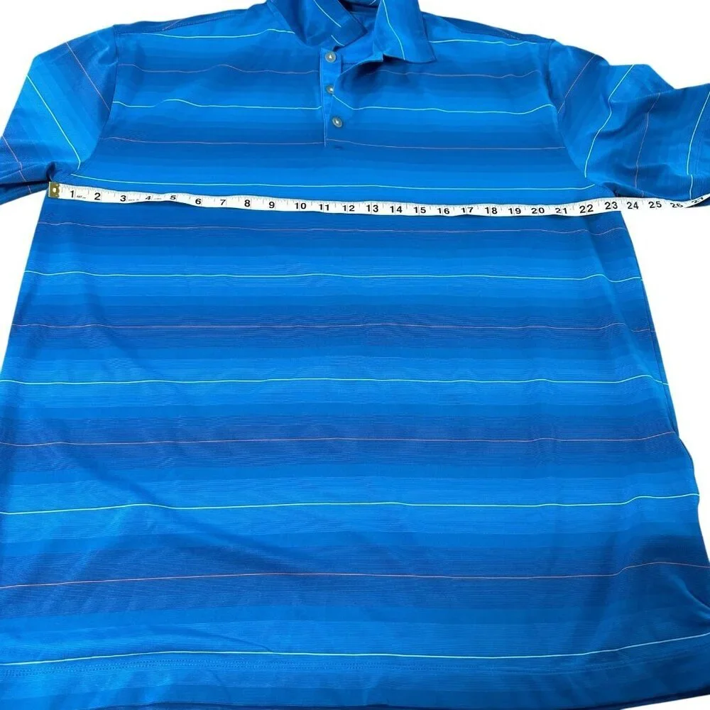 NIKE GOLF DRI-FIT Blue Striped Polo Shirt Men's XL Athletic Active Polyester